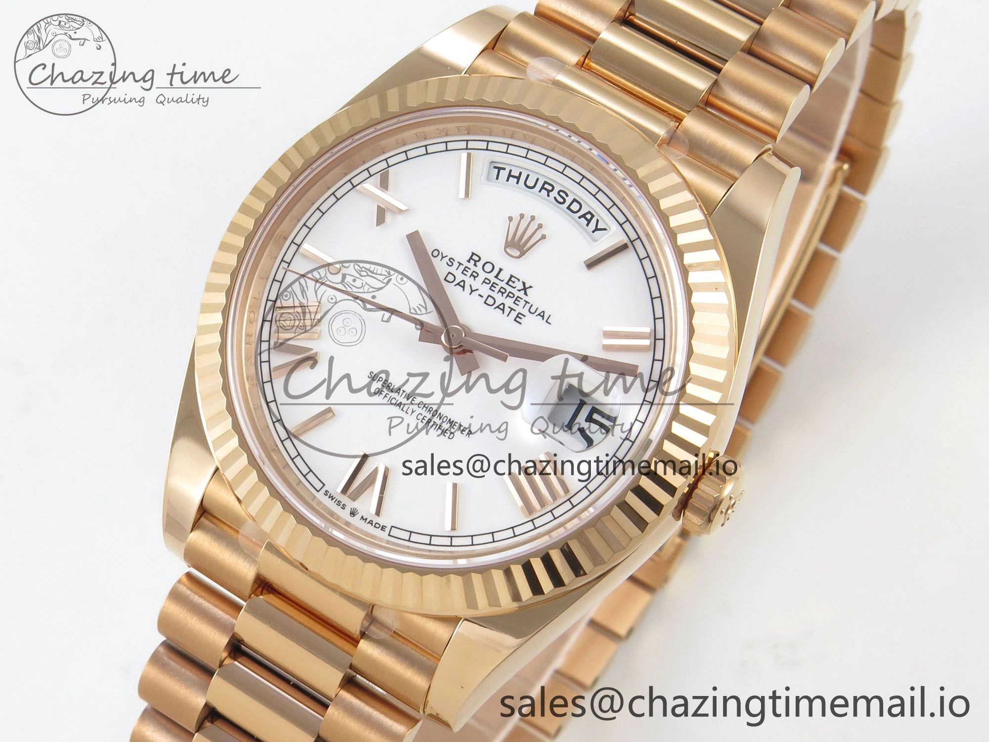 Efficient Day Date 40 RG 228235 THBF 1:1 Best Edition White Roman Dial on President Bracelet VR3255 V3 (Gain Weight) 264
