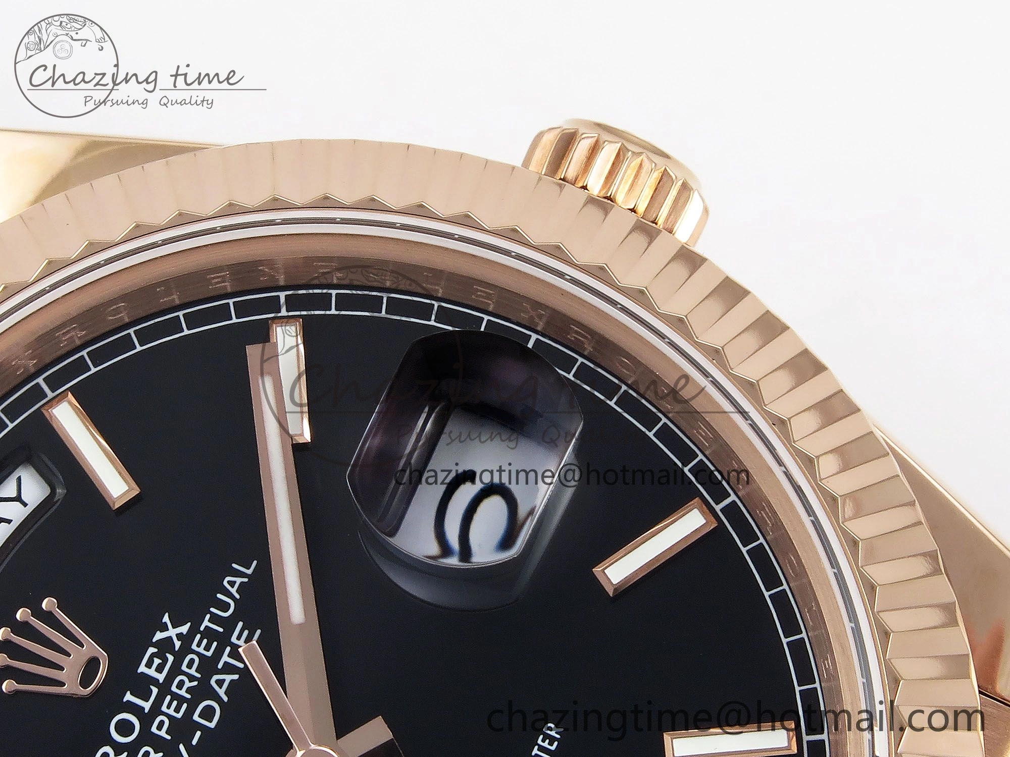 Day Date 40 RG JDF 904L Steel Black Stick Dial on President Bracelet VR3255 V3 (Gain Weight) Comfortable 1356