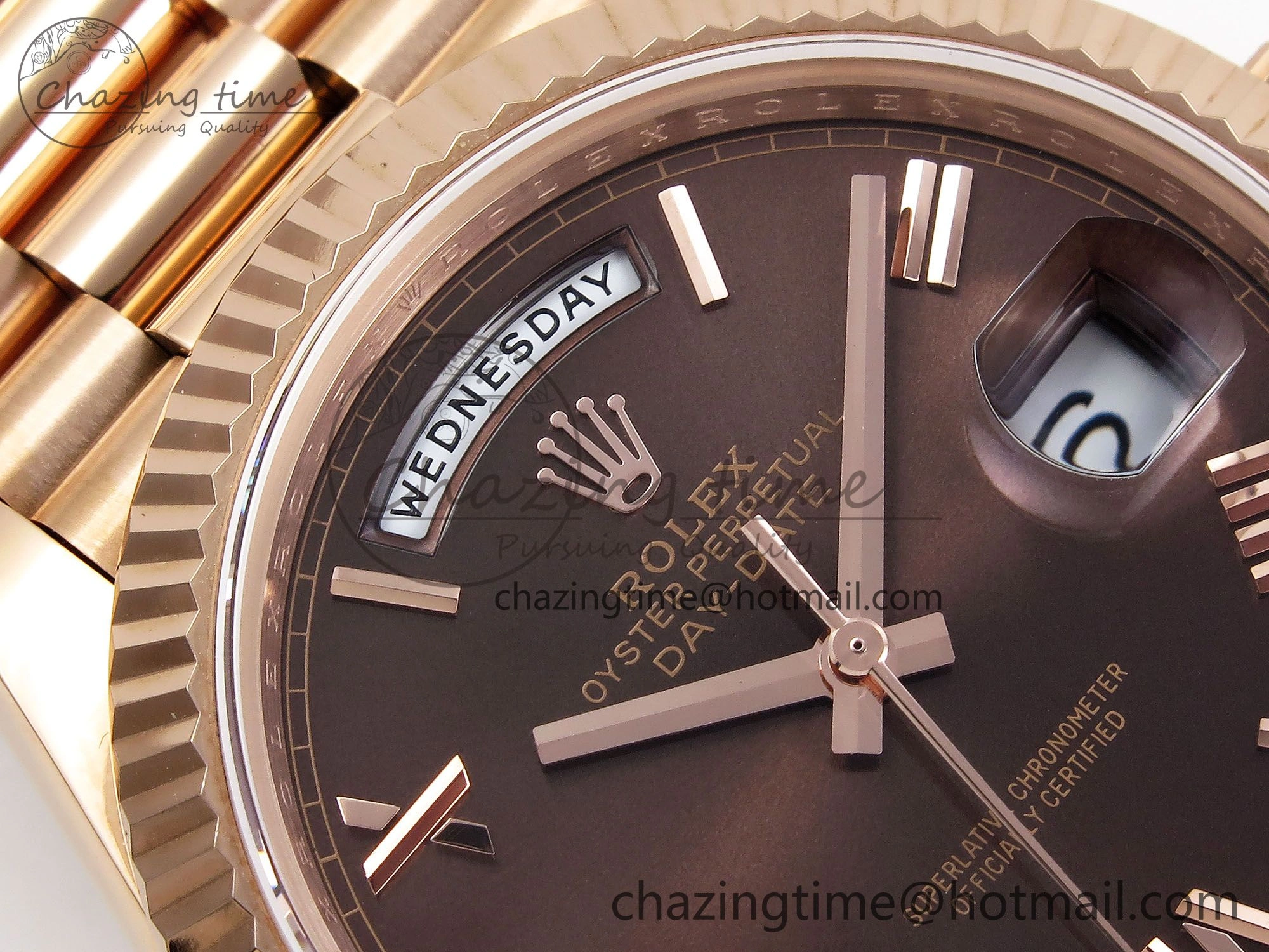 Bold Day Date 40 RG JDF 904L Steel Brown Big Roman Dial on President Bracelet VR3255 V3 (Gain Weight) 1346