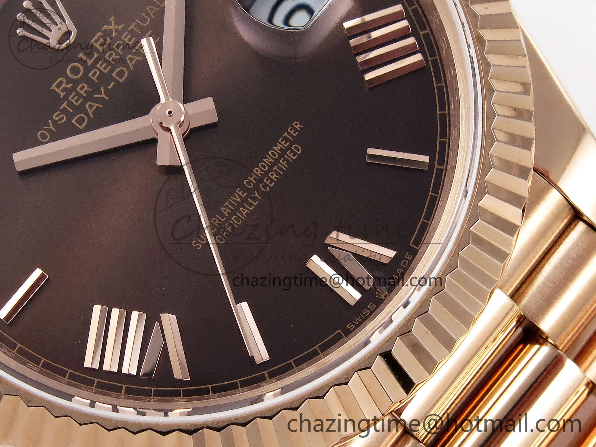 Bold Day Date 40 RG JDF 904L Steel Brown Big Roman Dial on President Bracelet VR3255 V3 (Gain Weight) 1346