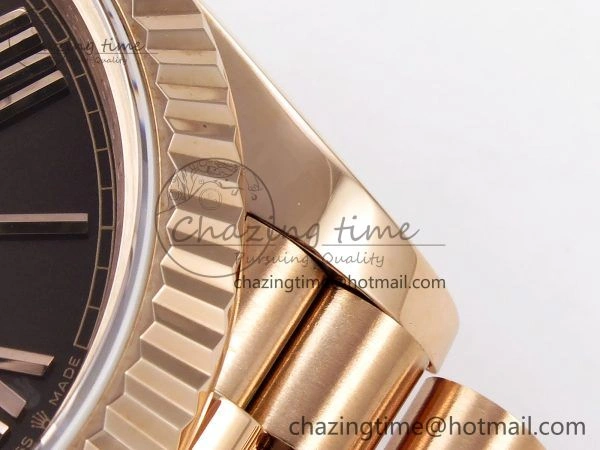 Bold Day Date 40 RG JDF 904L Steel Brown Big Roman Dial on President Bracelet VR3255 V3 (Gain Weight) 1346