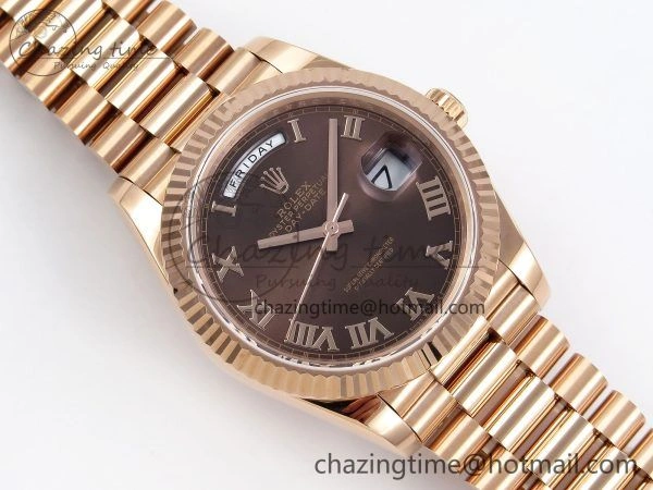 Day Date 40 RG JDF 904L Steel Brown Roman Dial on President Bracelet VR3255 V3 (Gain Weight) Functional 1350