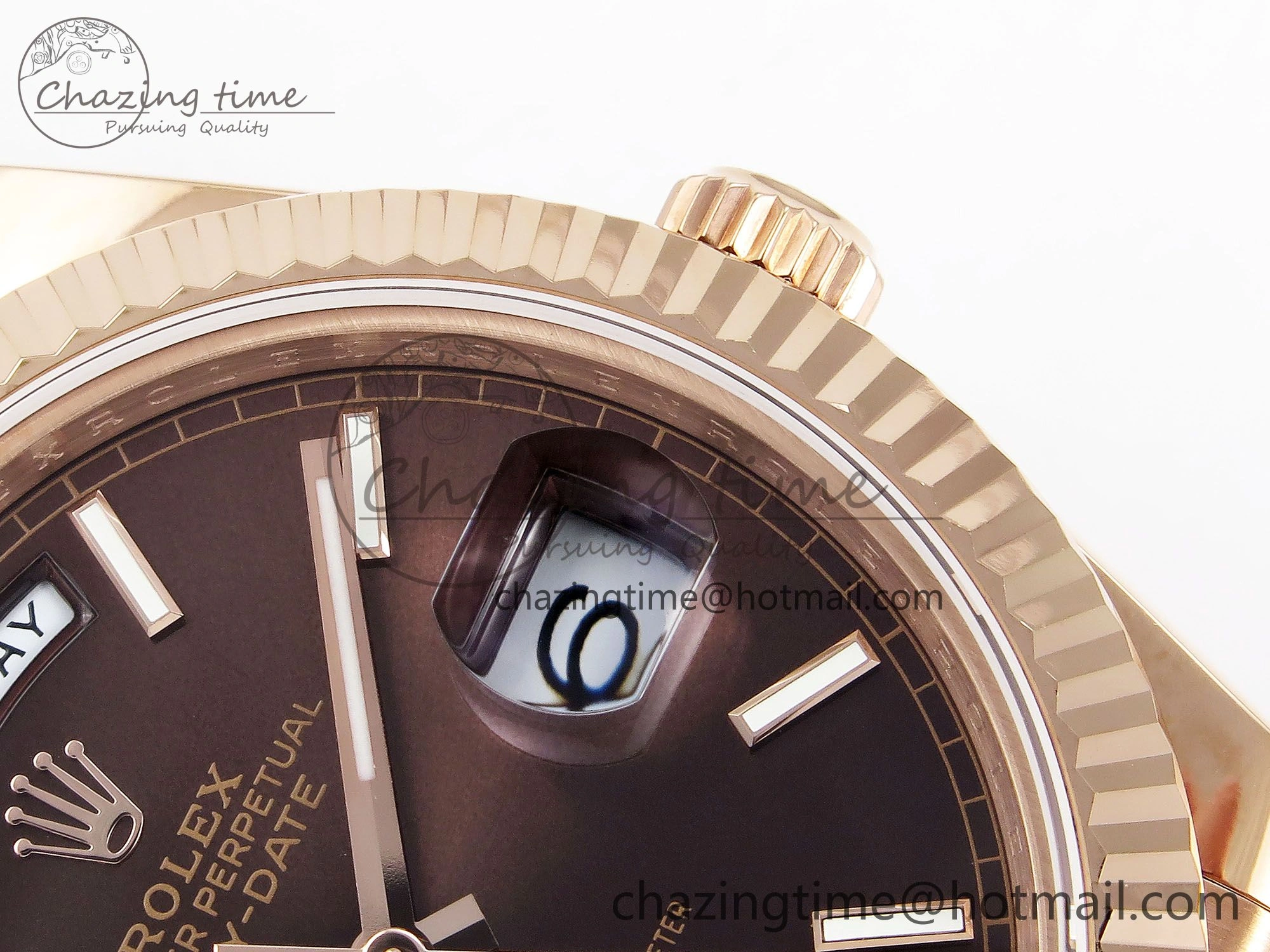 Attractive Day Date 40 RG JDF 904L Steel Brown Stick Dial on President Bracelet VR3255 V3 (Gain Weight) 1352