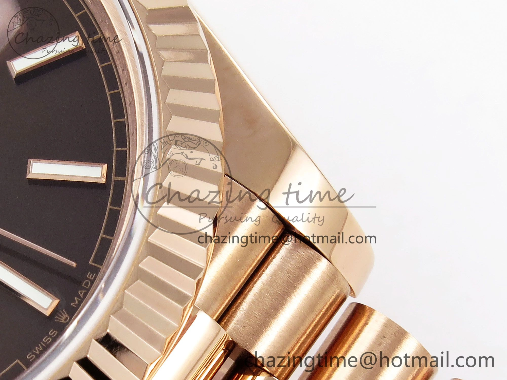 Attractive Day Date 40 RG JDF 904L Steel Brown Stick Dial on President Bracelet VR3255 V3 (Gain Weight) 1352