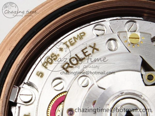 EyeCatching Day Date 40 RG JDF 904L Steel Brown Textured Stick Dial on President Bracelet VR3255 V3 (Gain Weight) 1359