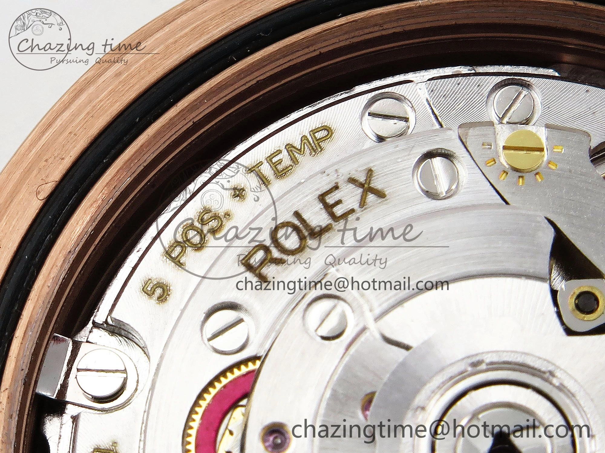 EyeCatching Day Date 40 RG JDF 904L Steel Brown Textured Stick Dial on President Bracelet VR3255 V3 (Gain Weight) 1359