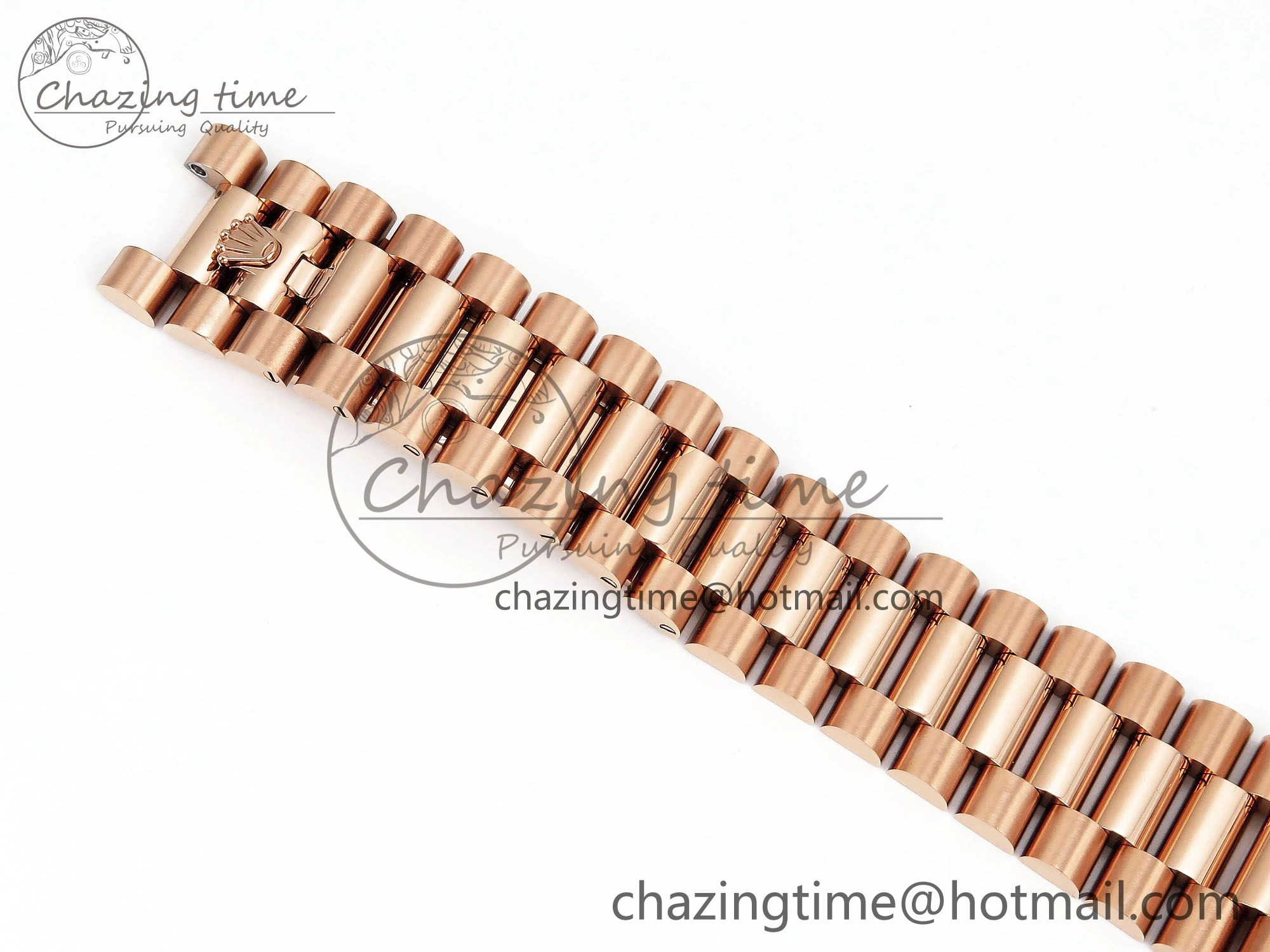 EyeCatching Day Date 40 RG JDF 904L Steel Brown Textured Stick Dial on President Bracelet VR3255 V3 (Gain Weight) 1359