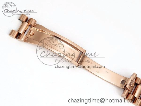EyeCatching Day Date 40 RG JDF 904L Steel Brown Textured Stick Dial on President Bracelet VR3255 V3 (Gain Weight) 1359