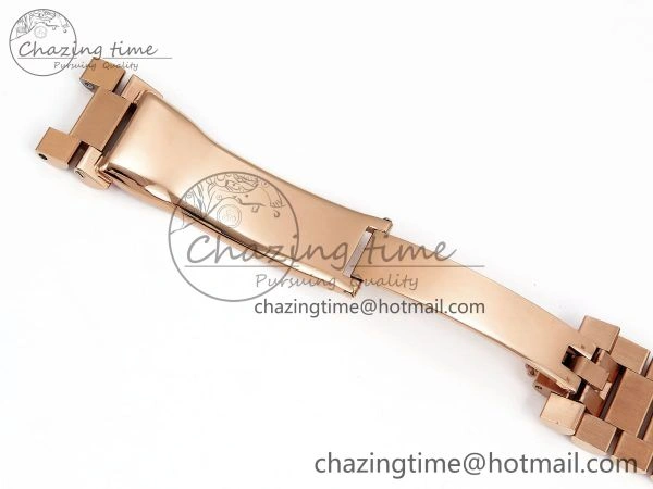 EyeCatching Day Date 40 RG JDF 904L Steel Brown Textured Stick Dial on President Bracelet VR3255 V3 (Gain Weight) 1359