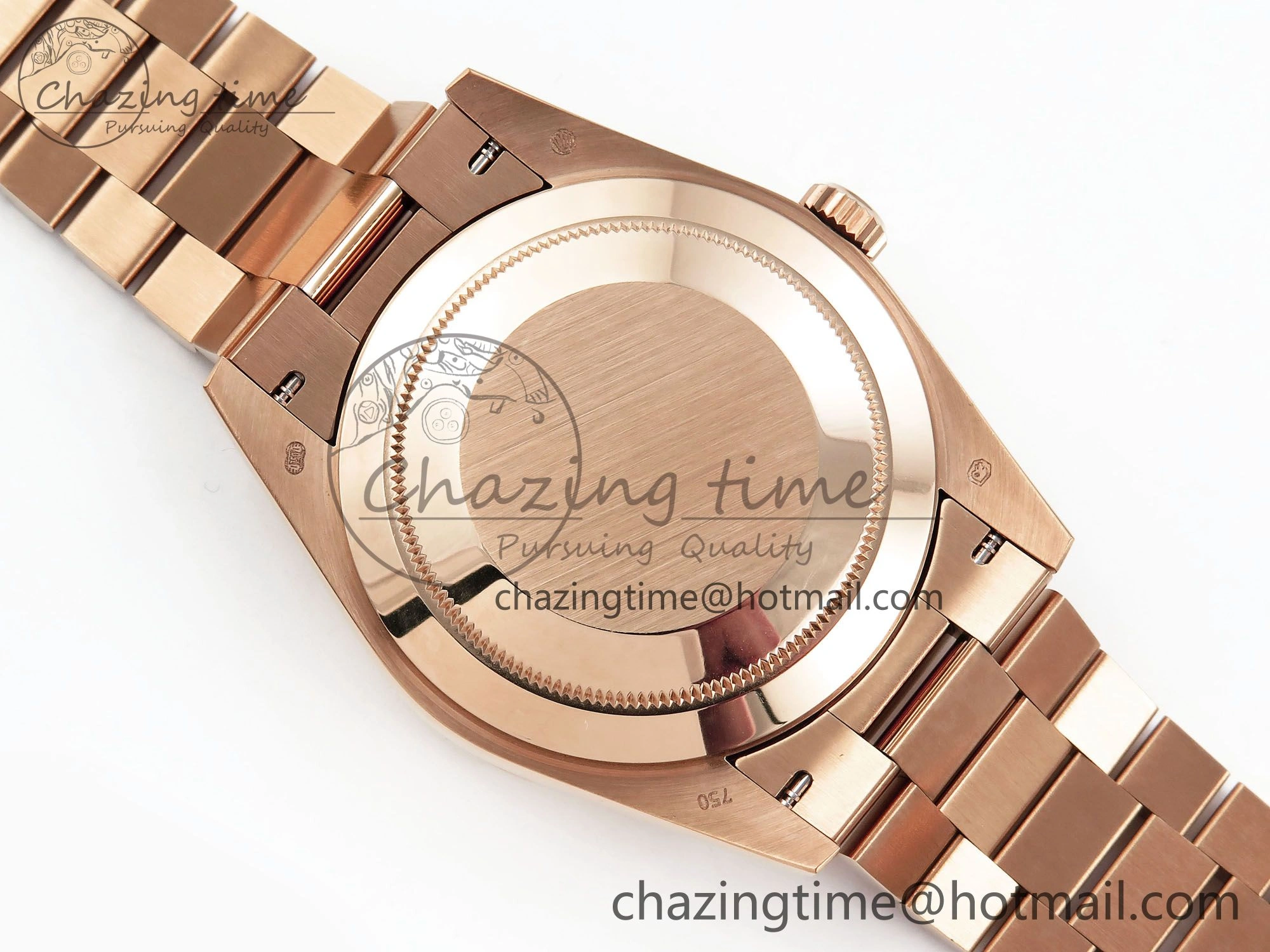 EyeCatching Day Date 40 RG JDF 904L Steel Brown Textured Stick Dial on President Bracelet VR3255 V3 (Gain Weight) 1359