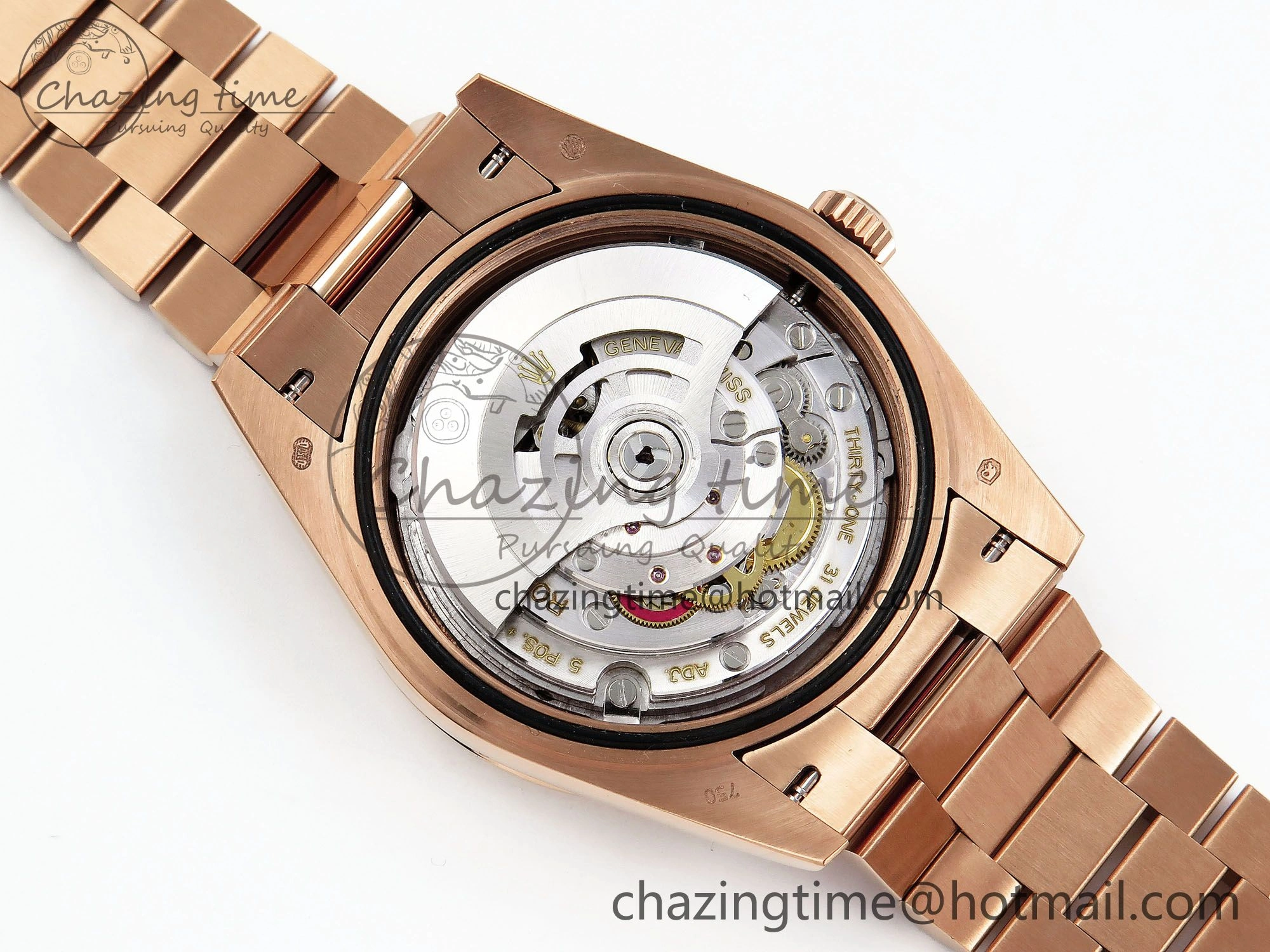 EyeCatching Day Date 40 RG JDF 904L Steel Brown Textured Stick Dial on President Bracelet VR3255 V3 (Gain Weight) 1359