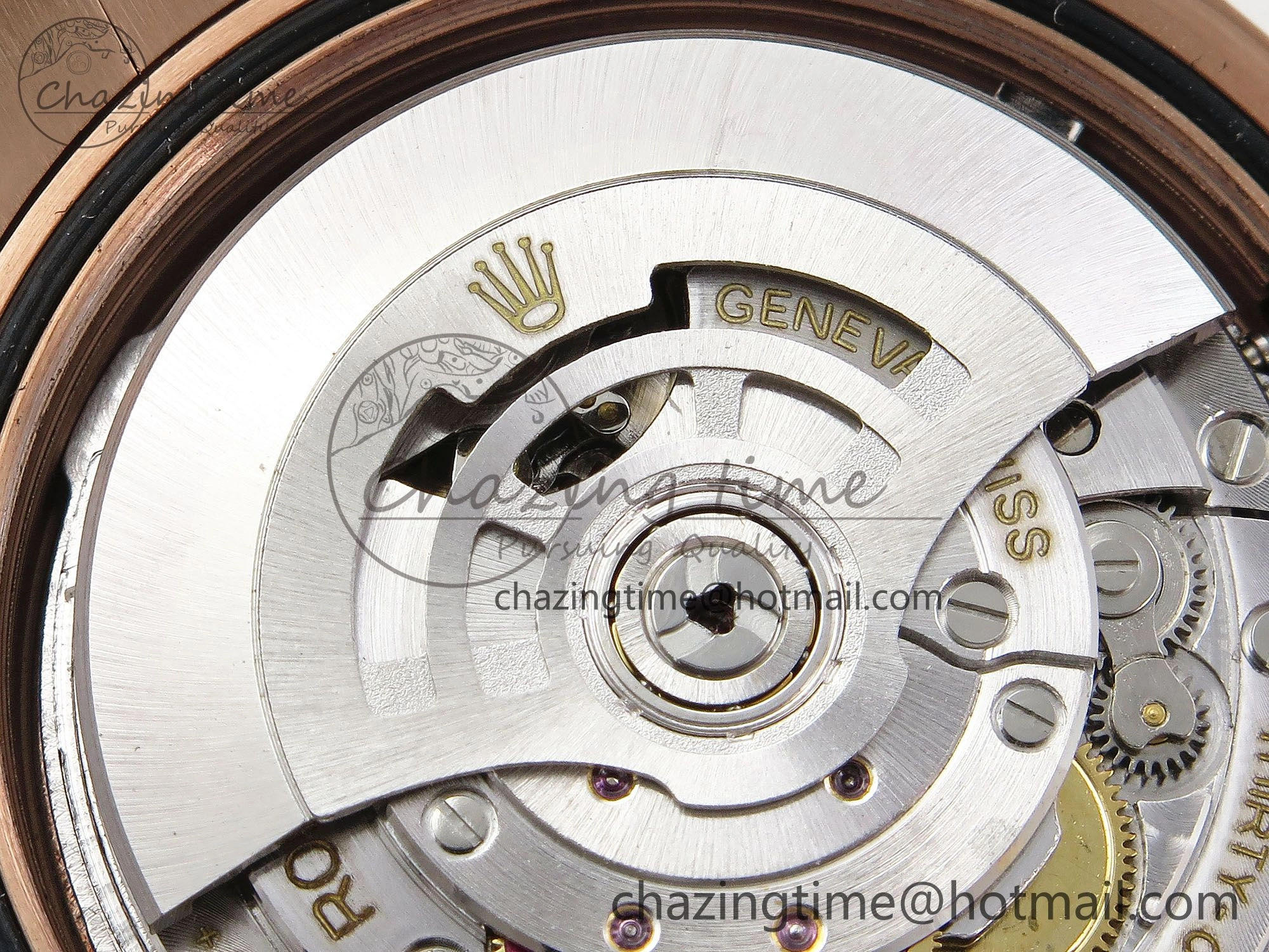 EyeCatching Day Date 40 RG JDF 904L Steel Brown Textured Stick Dial on President Bracelet VR3255 V3 (Gain Weight) 1359