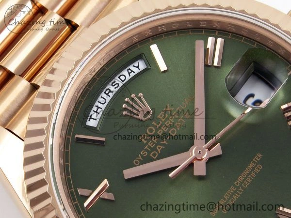 Day Date 40 RG JDF 904L Steel Green Roman Dial on President Bracelet VR3255 V3 (Gain Weight) HighQuality 1355