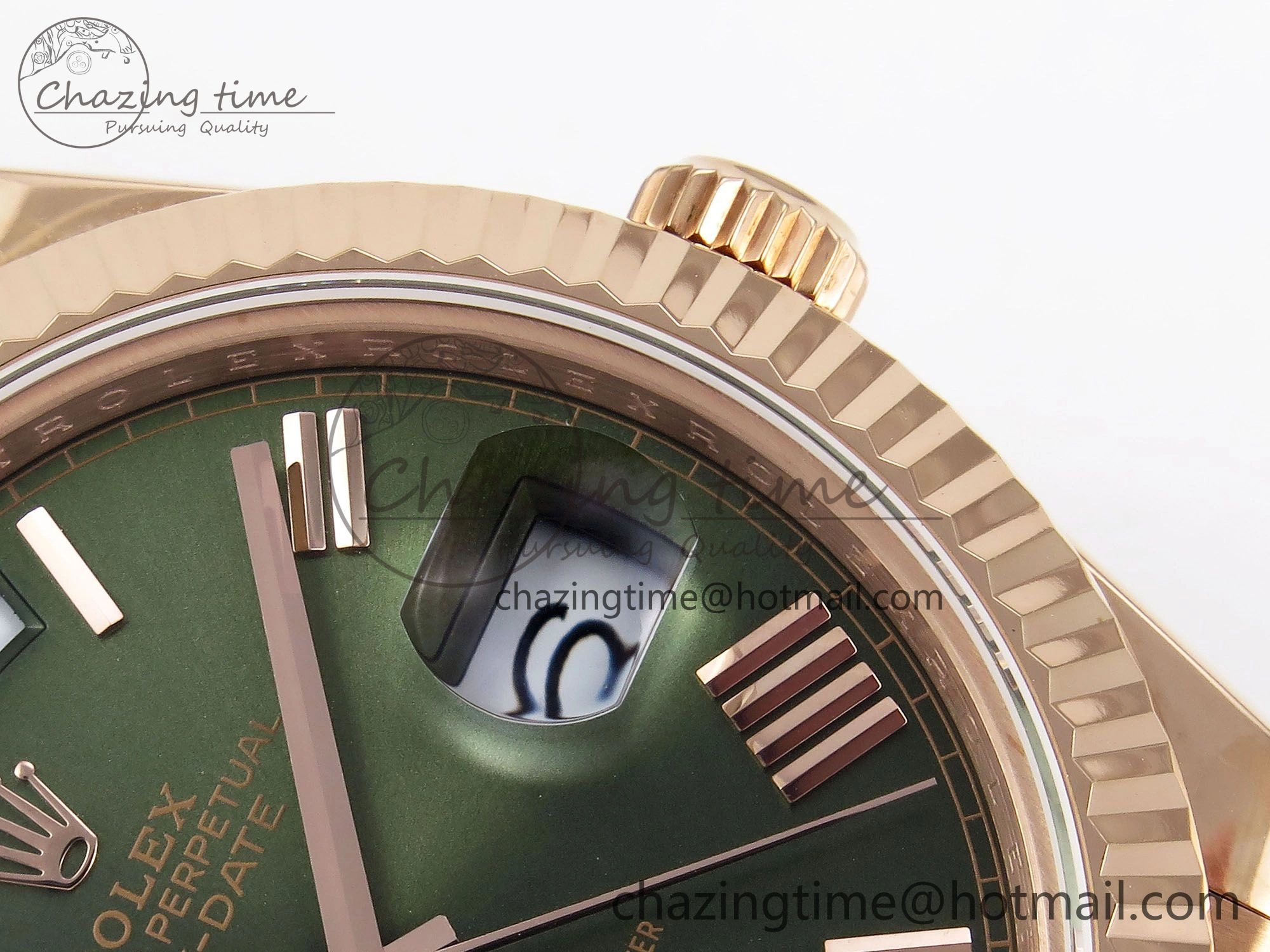 Day Date 40 RG JDF 904L Steel Green Roman Dial on President Bracelet VR3255 V3 (Gain Weight) HighQuality 1355