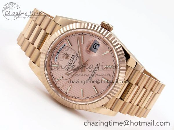 Day Date 40 RG JDF 904L Steel Pink Stripe Dial on President Bracelet VR3255 V3 (Gain Weight) Trendy 1358