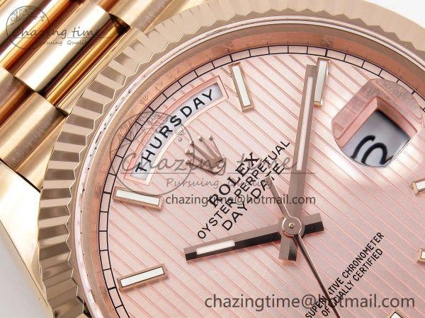 Day Date 40 RG JDF 904L Steel Pink Stripe Dial on President Bracelet VR3255 V3 (Gain Weight) Trendy 1358