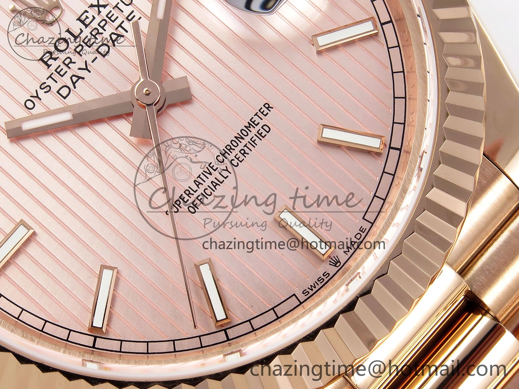 Day Date 40 RG JDF 904L Steel Pink Stripe Dial on President Bracelet VR3255 V3 (Gain Weight) Trendy 1358