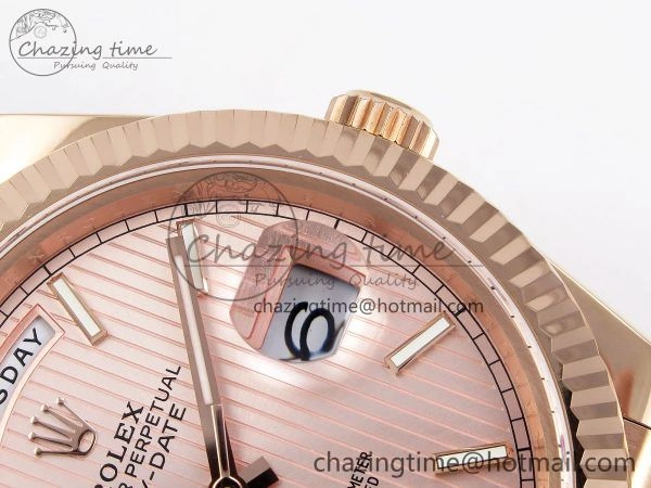 Day Date 40 RG JDF 904L Steel Pink Stripe Dial on President Bracelet VR3255 V3 (Gain Weight) Trendy 1358