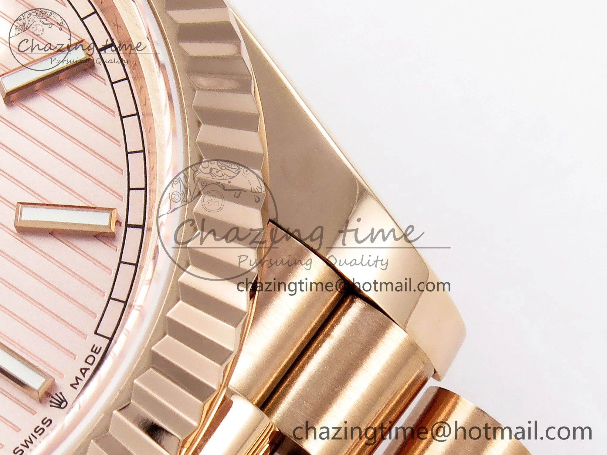 Day Date 40 RG JDF 904L Steel Pink Stripe Dial on President Bracelet VR3255 V3 (Gain Weight) Trendy 1358