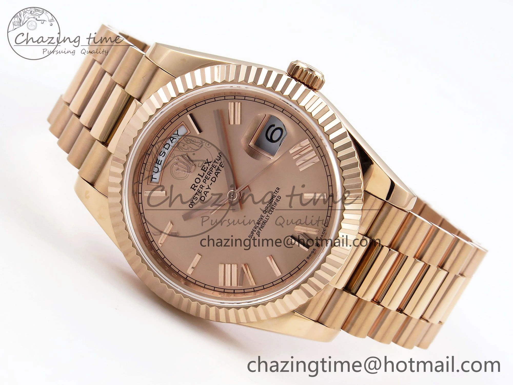 Day Date 40 RG JDF 904L Steel RG Big Roman Dial on President Bracelet VR3255 V3 (Gain Weight) Lightweight 1349