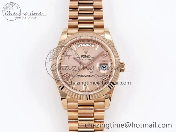 Day Date 40 RG JDF 904L Steel RG Big Roman Dial on President Bracelet VR3255 V3 (Gain Weight) Lightweight 1349