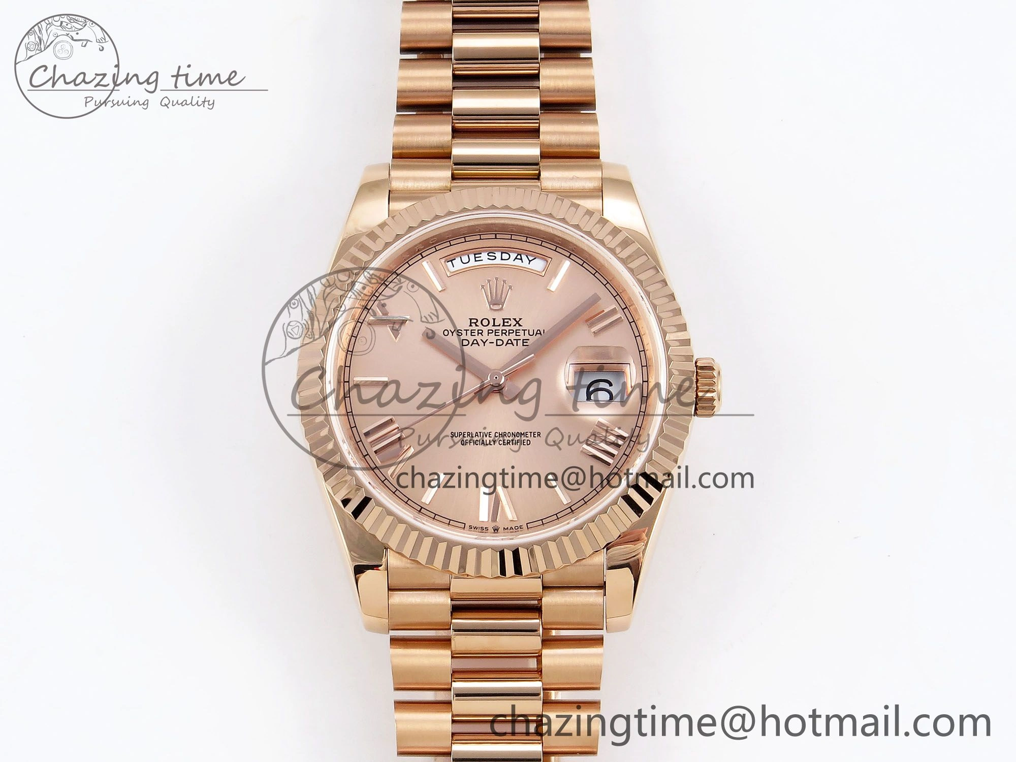 Day Date 40 RG JDF 904L Steel RG Big Roman Dial on President Bracelet VR3255 V3 (Gain Weight) Lightweight 1349
