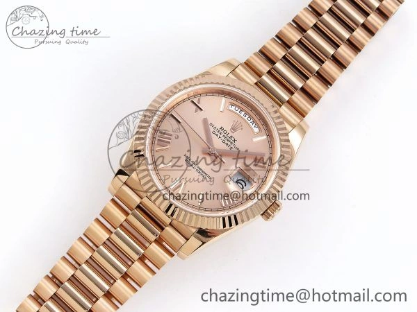 Day Date 40 RG JDF 904L Steel RG Big Roman Dial on President Bracelet VR3255 V3 (Gain Weight) Lightweight 1349