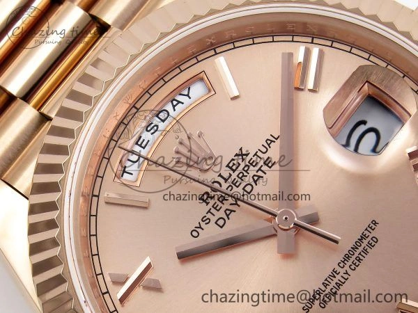 Day Date 40 RG JDF 904L Steel RG Big Roman Dial on President Bracelet VR3255 V3 (Gain Weight) Lightweight 1349