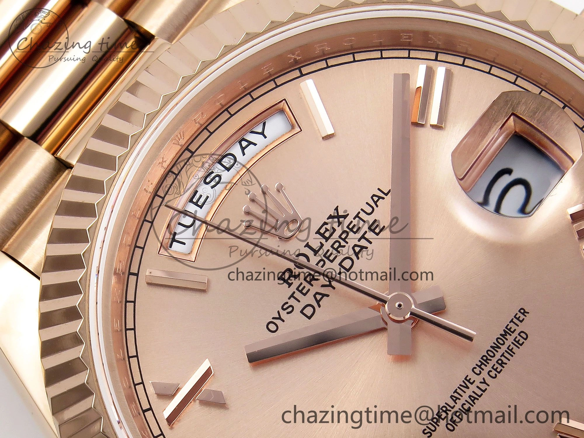 Day Date 40 RG JDF 904L Steel RG Big Roman Dial on President Bracelet VR3255 V3 (Gain Weight) Lightweight 1349