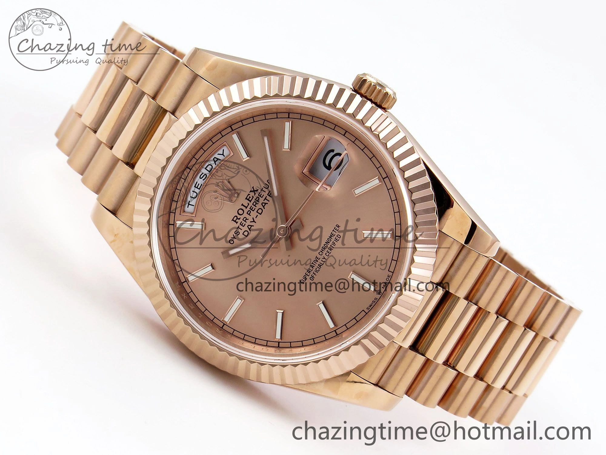 Day Date 40 RG JDF 904L Steel RG Stick Dial on President Bracelet VR3255 V3 (Gain Weight) QuickDry 1347
