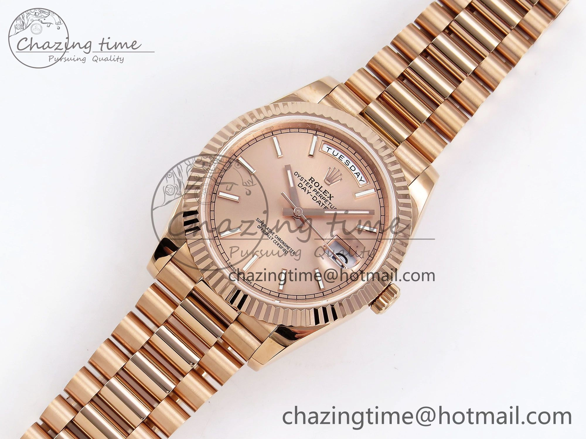 Day Date 40 RG JDF 904L Steel RG Stick Dial on President Bracelet VR3255 V3 (Gain Weight) QuickDry 1347
