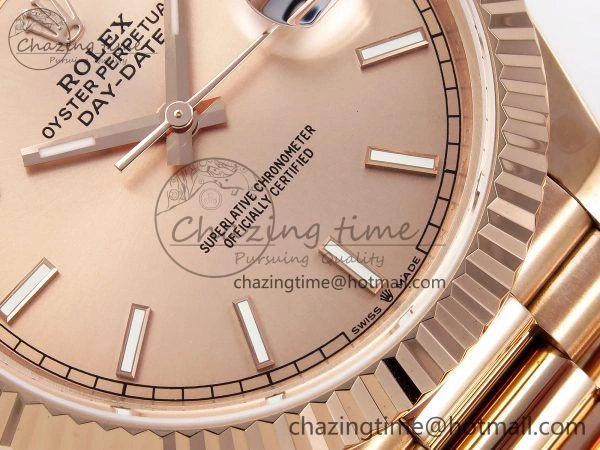 Day Date 40 RG JDF 904L Steel RG Stick Dial on President Bracelet VR3255 V3 (Gain Weight) QuickDry 1347