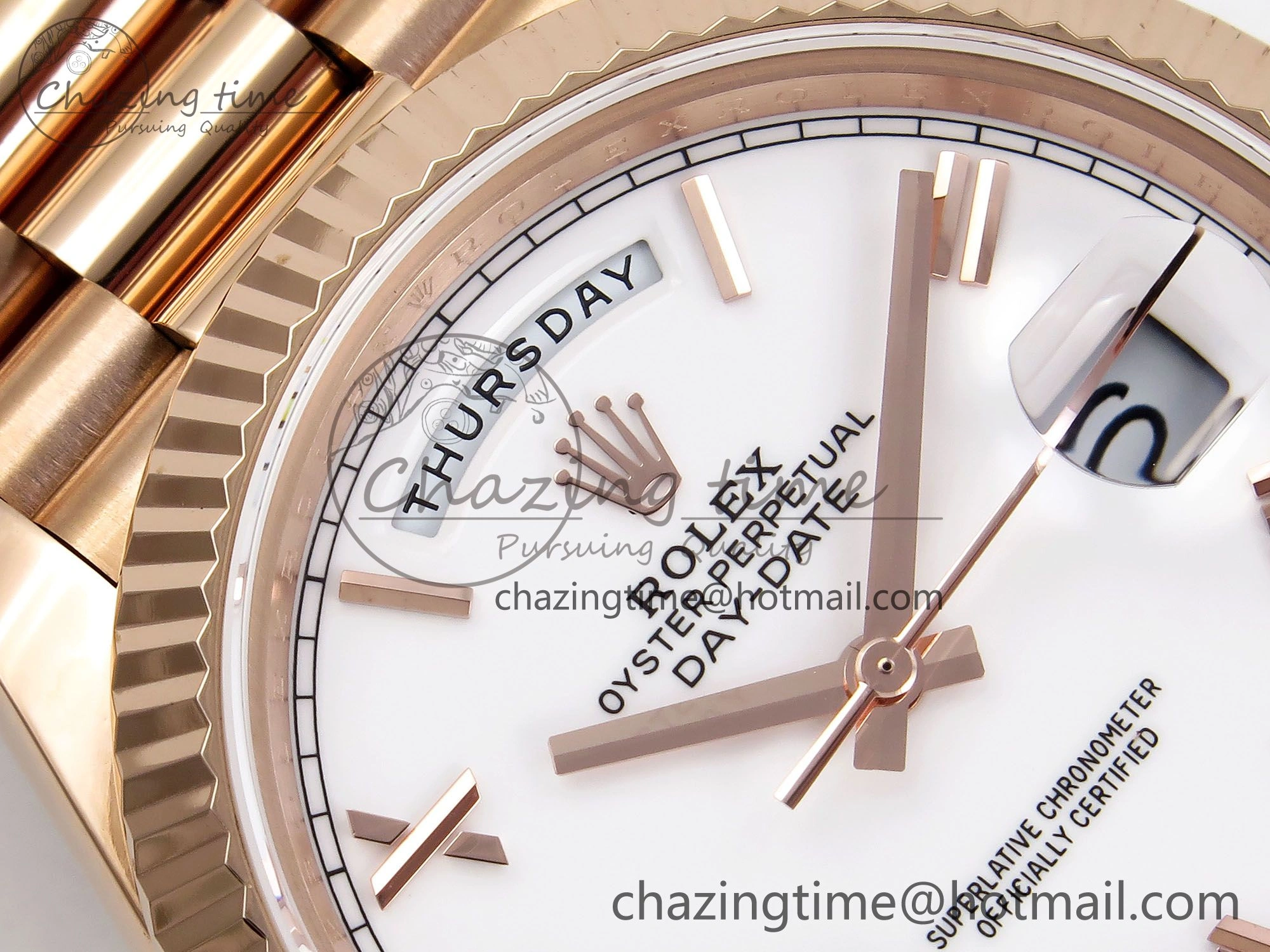 Sleek Day Date 40 RG JDF 904L Steel White Big Roman Dial on President Bracelet VR3255 V3 (Gain Weight) 1357