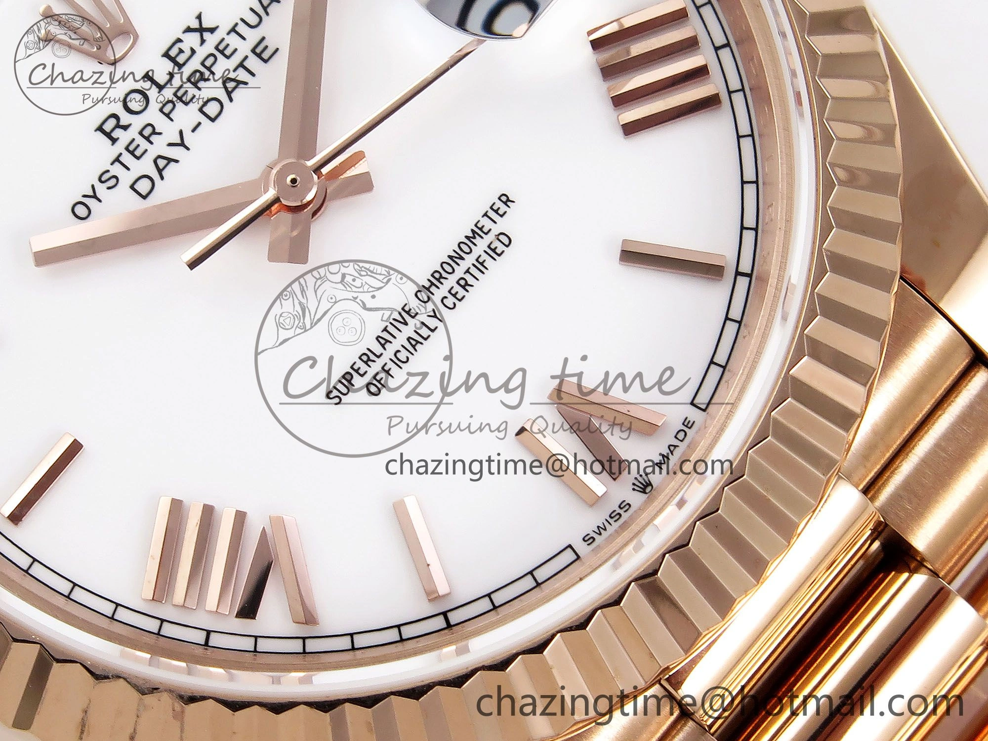 Sleek Day Date 40 RG JDF 904L Steel White Big Roman Dial on President Bracelet VR3255 V3 (Gain Weight) 1357