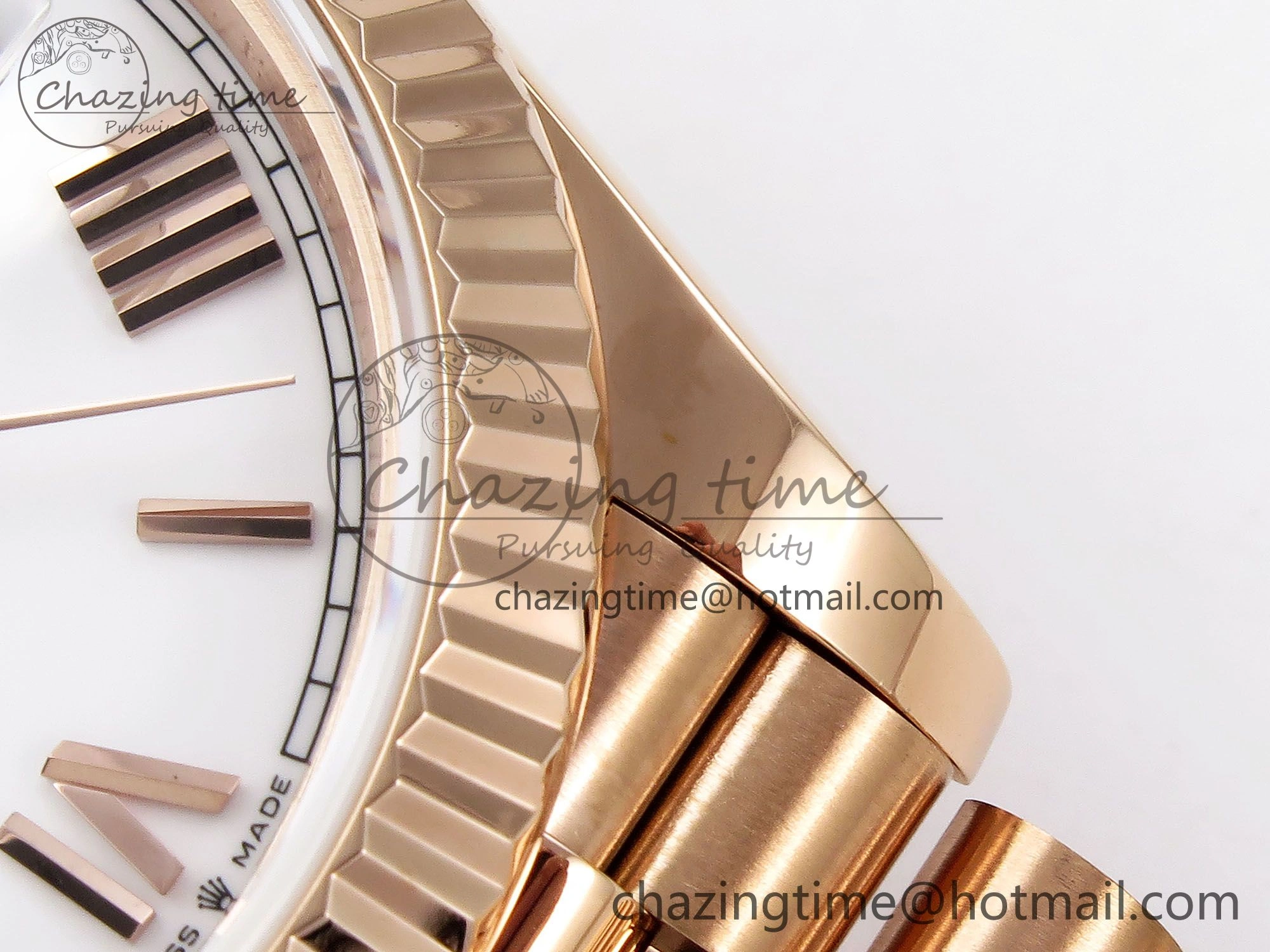 Sleek Day Date 40 RG JDF 904L Steel White Big Roman Dial on President Bracelet VR3255 V3 (Gain Weight) 1357