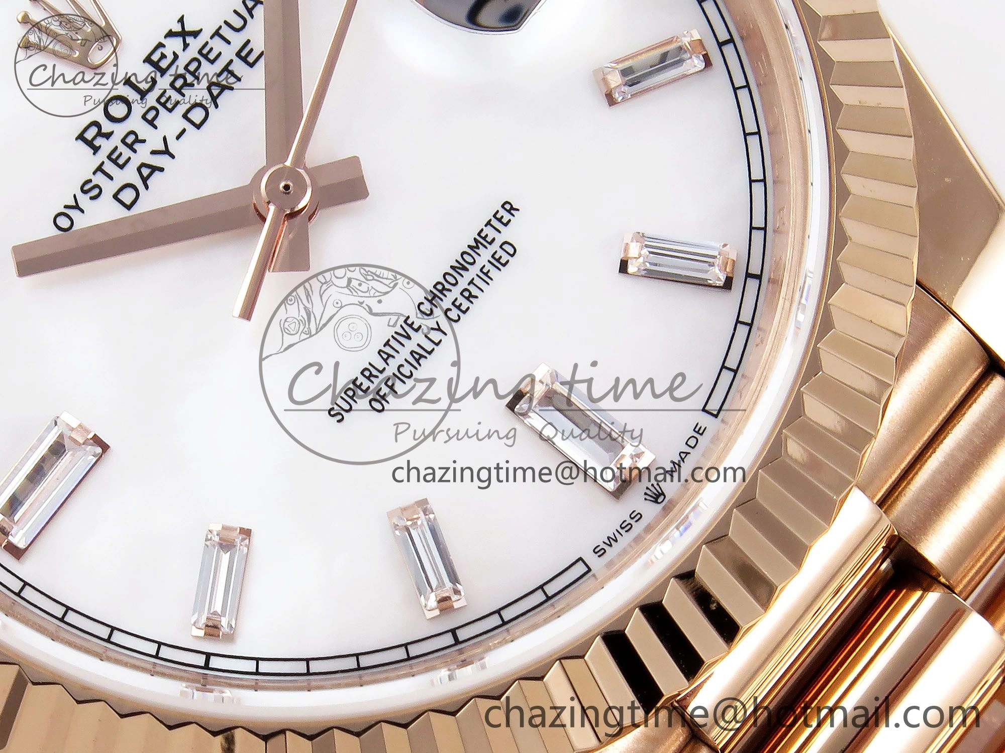 GoodFit Day Date 40 RG JDF 904L Steel White MOP Crystal Dial on President Bracelet VR3255 V3 (Gain Weight) 1348