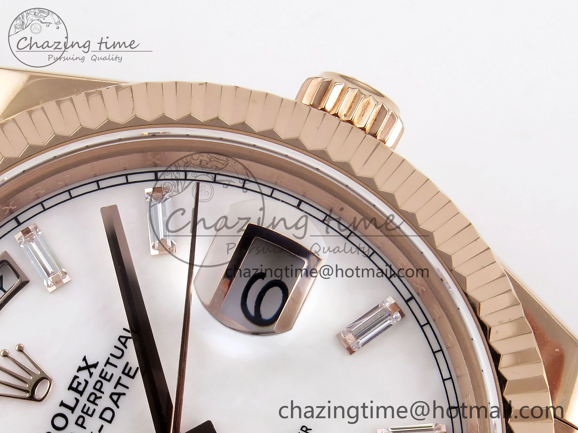 GoodFit Day Date 40 RG JDF 904L Steel White MOP Crystal Dial on President Bracelet VR3255 V3 (Gain Weight) 1348