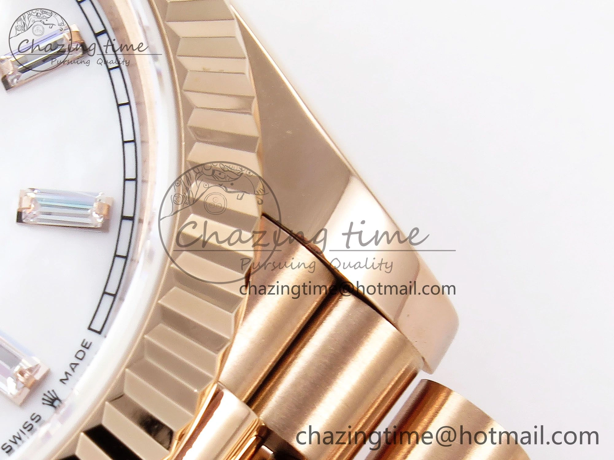 GoodFit Day Date 40 RG JDF 904L Steel White MOP Crystal Dial on President Bracelet VR3255 V3 (Gain Weight) 1348