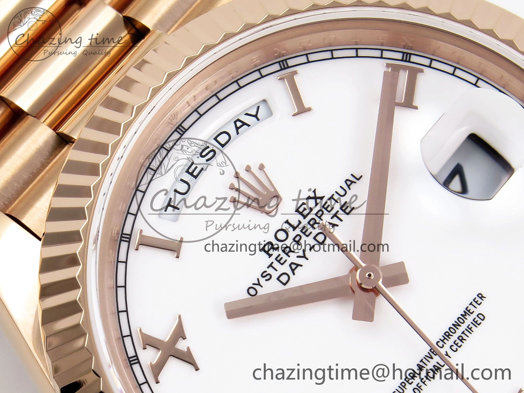 Day Date 40 RG JDF 904L Steel White Roman Dial on President Bracelet VR3255 V3 (Gain Weight) Minimalist 1351