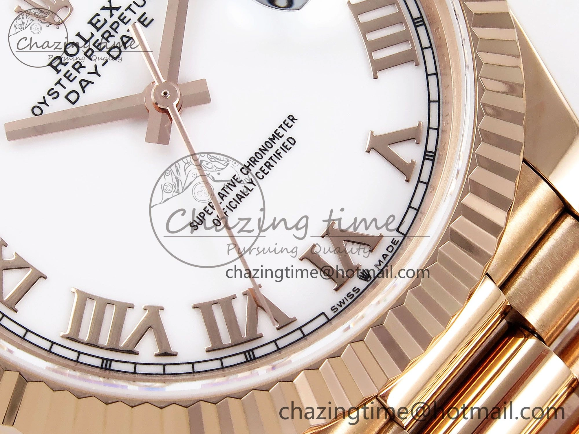 Day Date 40 RG JDF 904L Steel White Roman Dial on President Bracelet VR3255 V3 (Gain Weight) Minimalist 1351