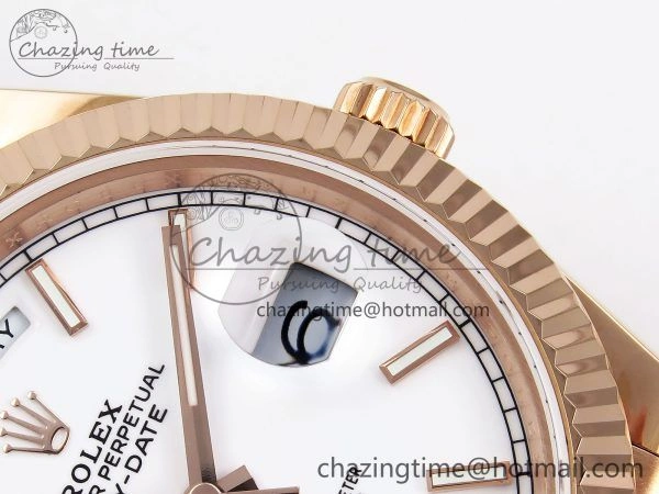 Stylish Day Date 40 RG JDF 904L Steel White Stick Dial on President Bracelet VR3255 V3 (Gain Weight) 1353