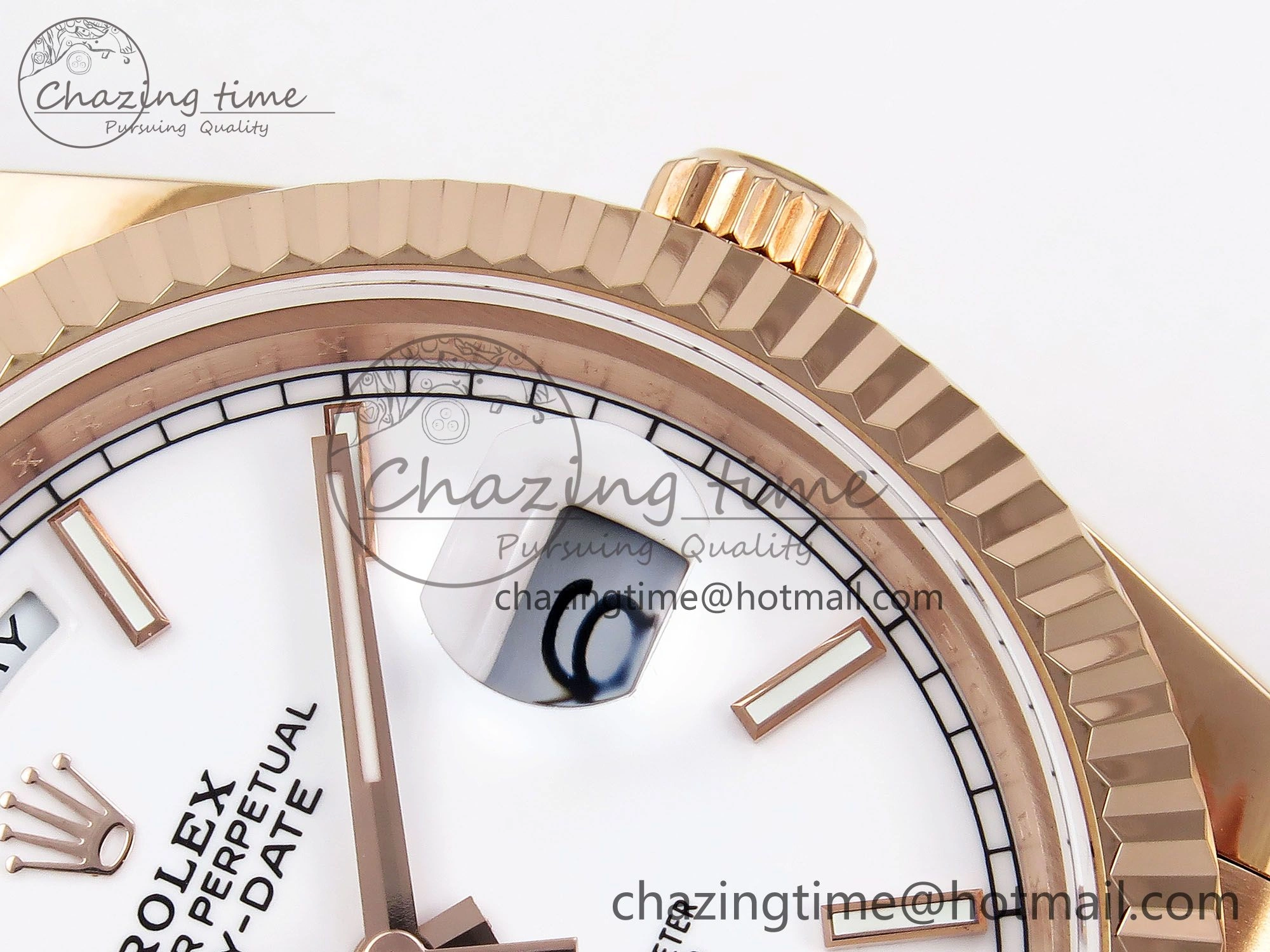 Stylish Day Date 40 RG JDF 904L Steel White Stick Dial on President Bracelet VR3255 V3 (Gain Weight) 1353