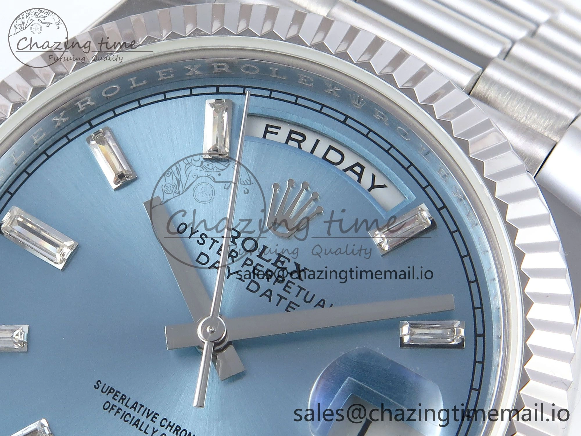 Day Date 40 SS 228236 KF 1:1 Best Edition Ice Blue Crystal Dial on President Bracelet VR3255 (Gain Weight) Contemporary 835