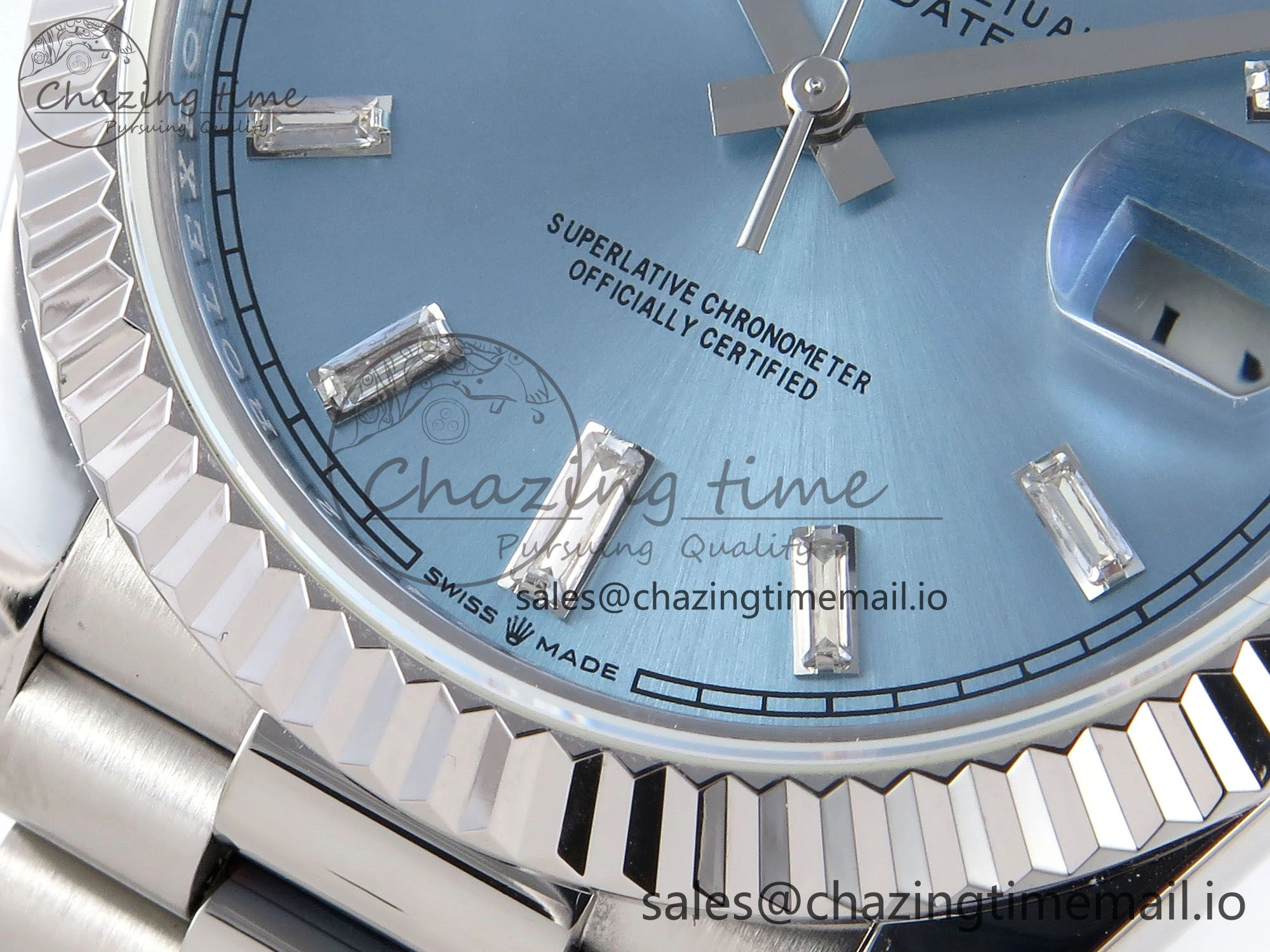 Day Date 40 SS 228236 KF 1:1 Best Edition Ice Blue Crystal Dial on President Bracelet VR3255 (Gain Weight) Contemporary 835