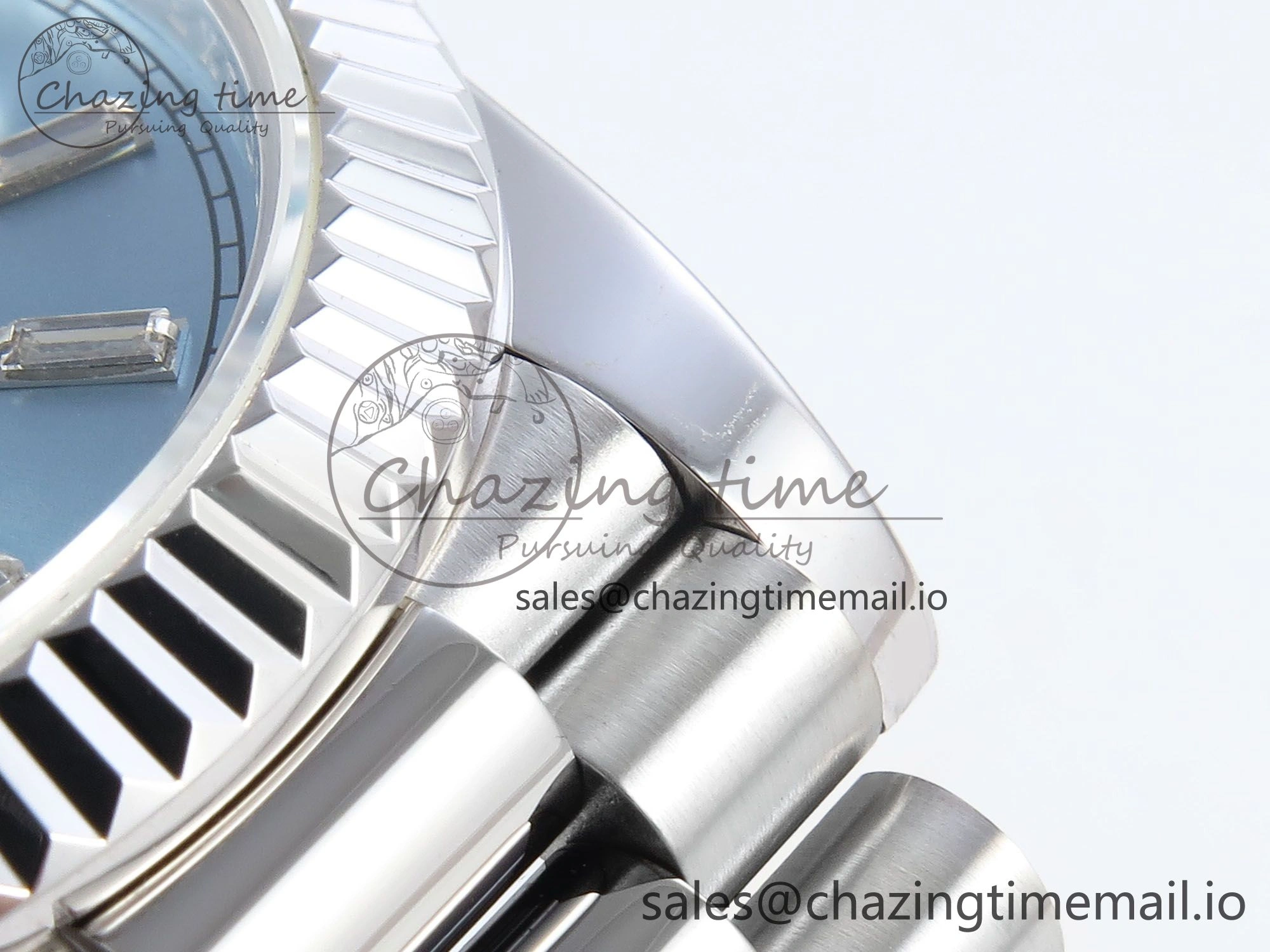 Day Date 40 SS 228236 KF 1:1 Best Edition Ice Blue Crystal Dial on President Bracelet VR3255 (Gain Weight) Contemporary 835