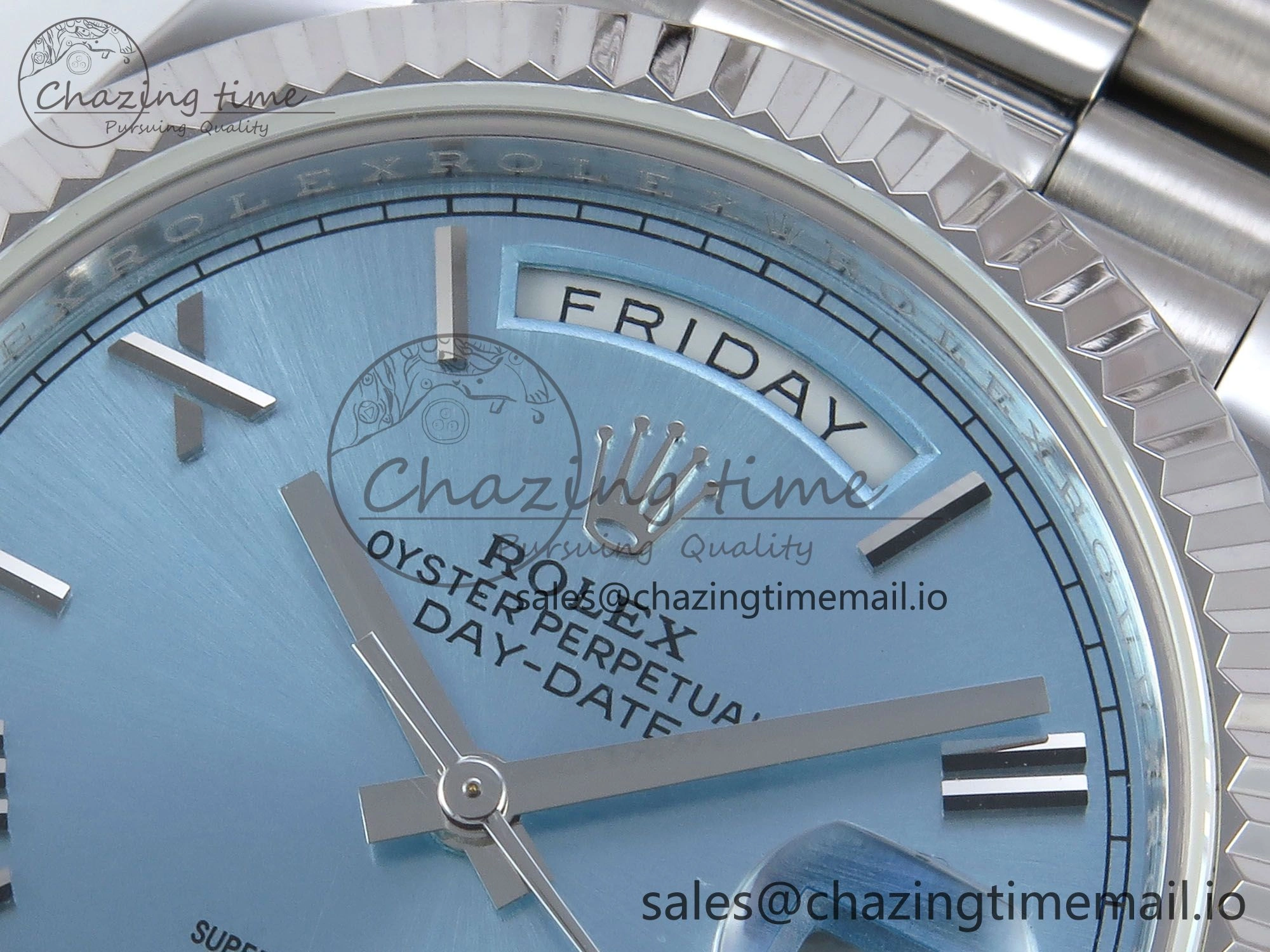 Day Date 40 SS 228236 KF 1:1 Best Edition Ice Blue Roman Dial on President Bracelet VR3255 (Gain Weight) HighPerformance 829