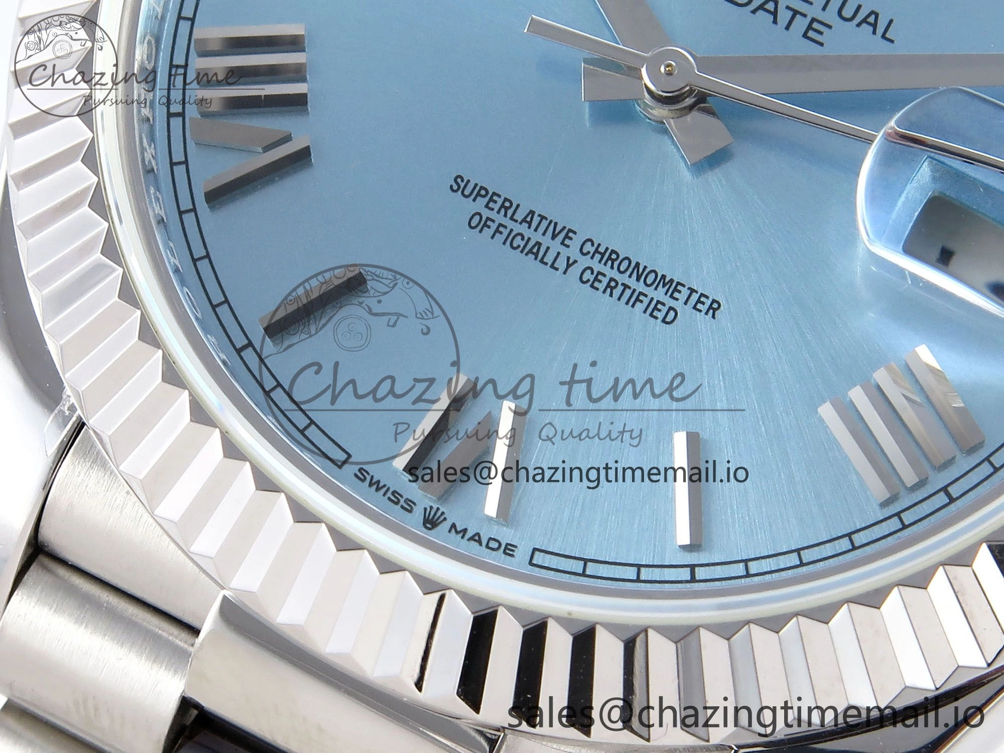 Day Date 40 SS 228236 KF 1:1 Best Edition Ice Blue Roman Dial on President Bracelet VR3255 (Gain Weight) HighPerformance 829