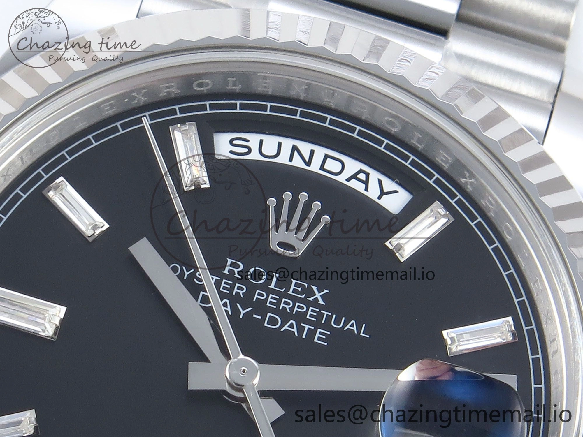 Bright Day Date 40 SS 228236 THBF 1:1 Best Edition Black Crystal Dial on President Bracelet VR3255 V3 (Gain Weight) 376