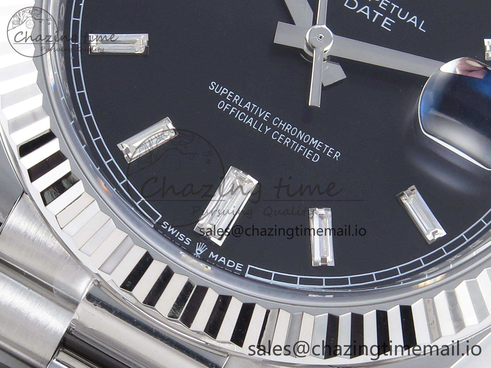 Bright Day Date 40 SS 228236 THBF 1:1 Best Edition Black Crystal Dial on President Bracelet VR3255 V3 (Gain Weight) 376