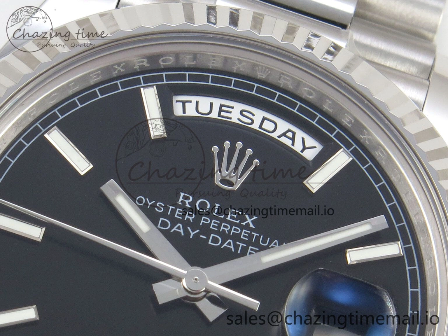 Affordable Day Date 40 SS 228236 THBF 1:1 Best Edition Black Marker Dial on President Bracelet VR3255 V3 (Gain Weight) 268